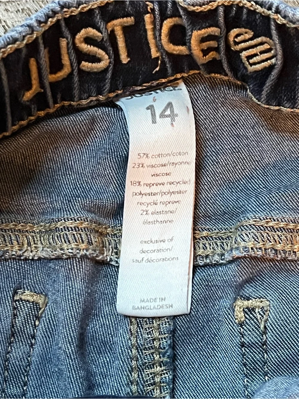 Justice girls size